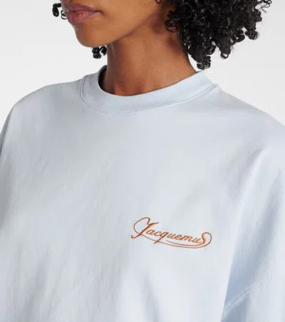Jacquemus Womens Uni Club Blue Logo-embroidered Relaxed-fit Cotton T-shirt Xl In Blue