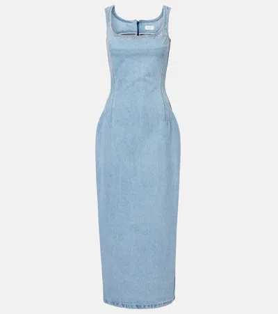 Magda Butrym Sleeveless Square Neckline Denim Dress With Back Slit