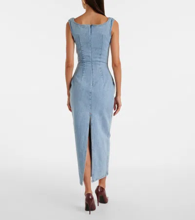 Magda Butrym Sleeveless Square Neckline Denim Dress With Back Slit