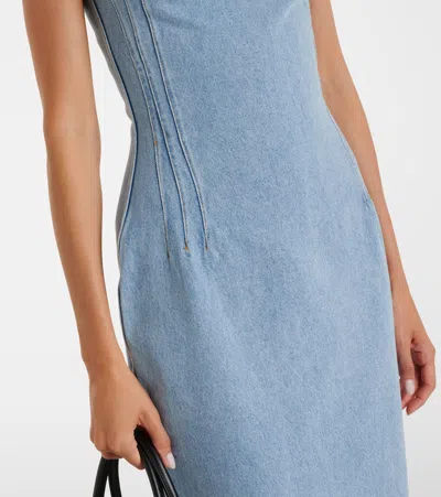 Magda Butrym Sleeveless Square Neckline Denim Dress With Back Slit