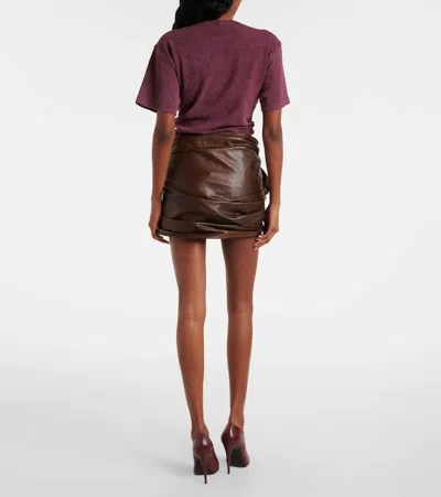 Magda Butrym Rose-draped Leather Mini Skirt In Brown