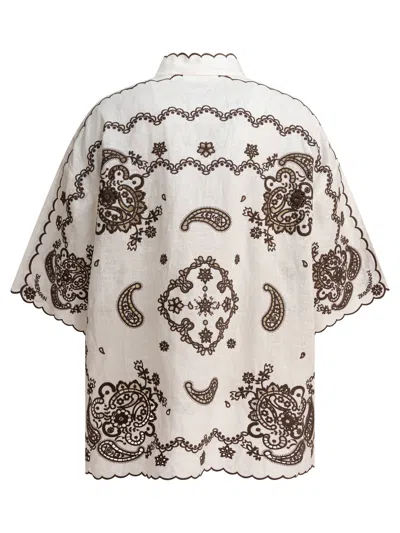 Zimmermann Ascension Leather-trimmed Broderie Anglaise Linen Shirt
