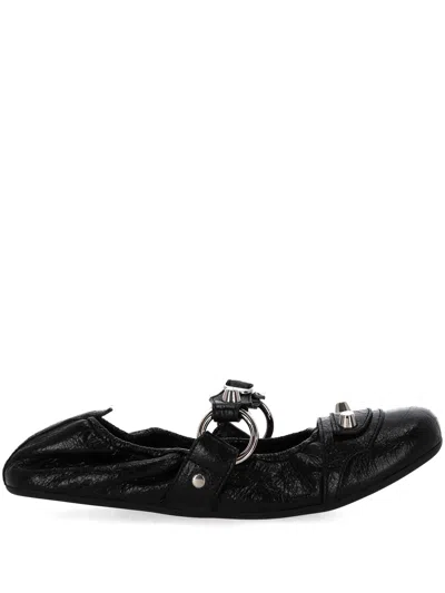 Balenciaga Black Lamb Leather Shoes With Striking Metallic Accents