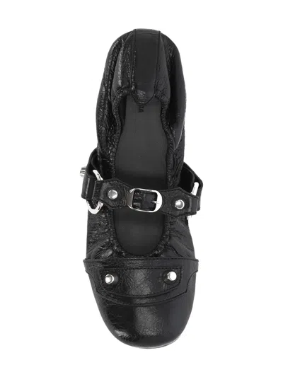 Balenciaga Black Lamb Leather Shoes With Striking Metallic Accents