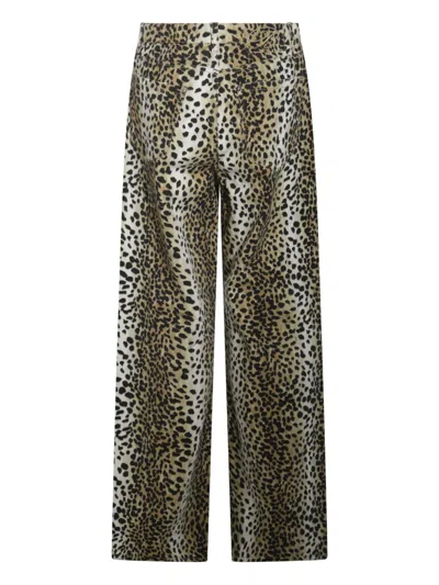 Blumarine Animalier Five Pocket Trousers In Brown