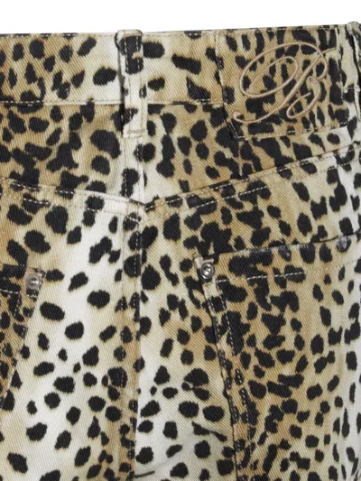 Blumarine Animalier Five Pocket Trousers In Brown