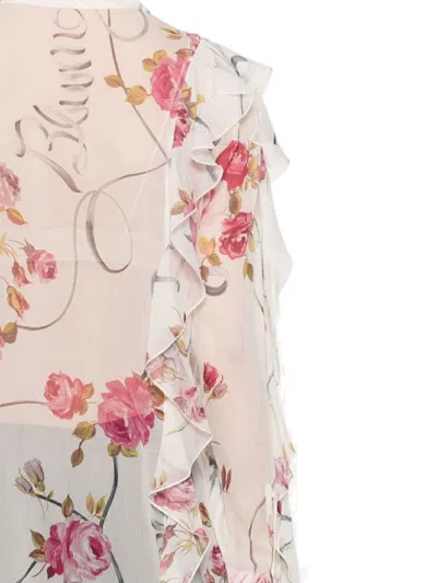 Blumarine Women Floral Silk Chiffon Shirt