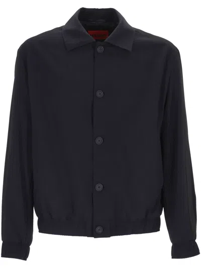 Hugo Boss Collared Buttoned Jacket Ribbed Hem