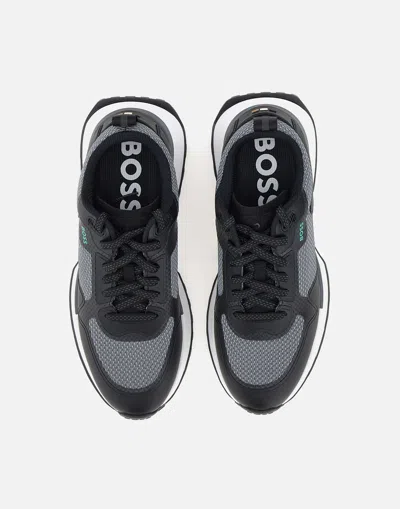 Hugo Boss Boss Jonah Run Black Mesh Sneaker In Gray