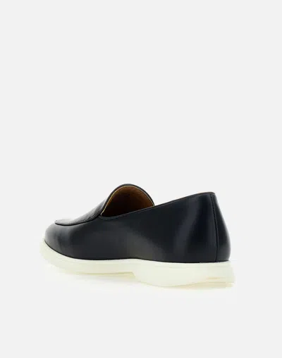 Hugo Boss Boss Sienne Midnight Blue Leather Loafer In Black