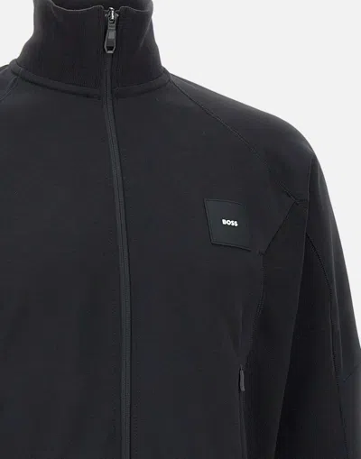 Hugo Boss Sweatshirt With Stretch-cotton Inserts In Black