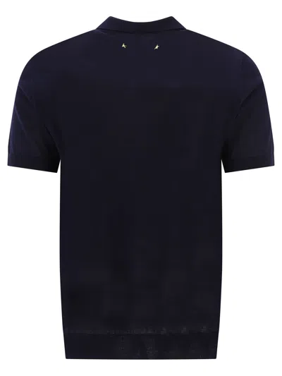Golden Goose Merino Wool Polo Shirt Polo Shirts Black In Blue
