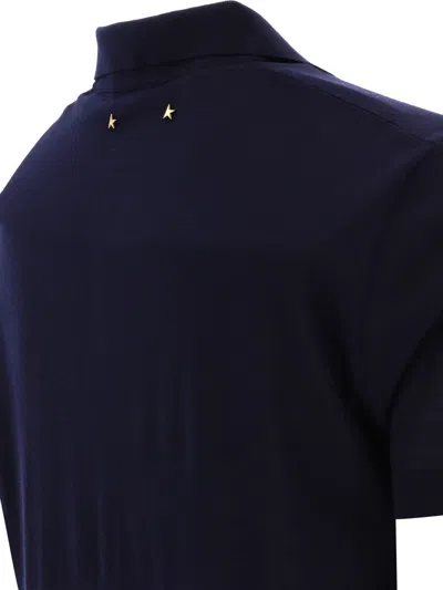 Golden Goose Merino Wool Polo Shirt Polo Shirts Black In Blue
