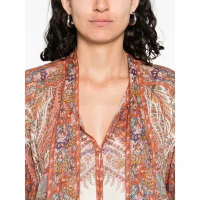 Zimmermann Rhiannon Multicolor Blouse With Tie Closure On The Front And Paisley Print In Ramie Woman In Brown