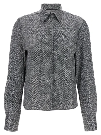 Ermanno Scervino Herringbone Shirt Adorned With Rhinestone Details