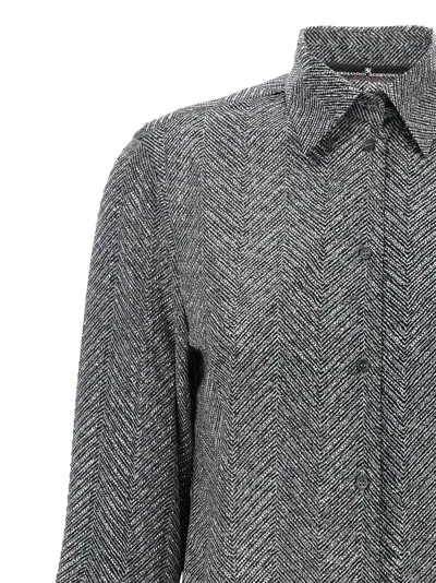 Ermanno Scervino Herringbone Shirt Adorned With Rhinestone Details