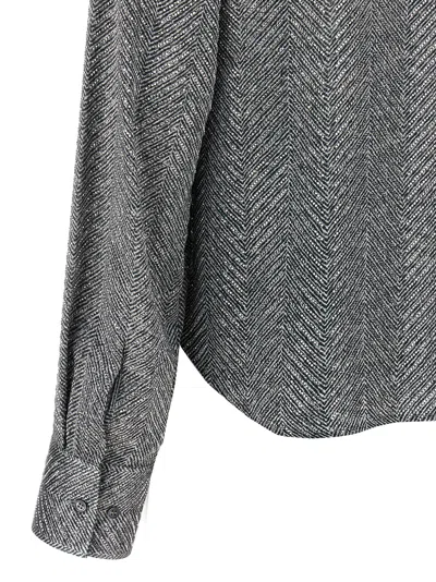 Ermanno Scervino Herringbone Shirt Adorned With Rhinestone Details