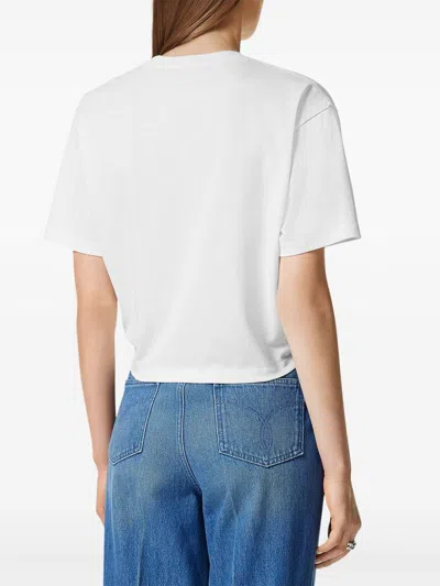 Versace Logo And Safety Pin Cotton T-shirt In White