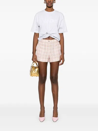 Versace Cropped T-shirt With Twist Detail And Safety Pin Logo