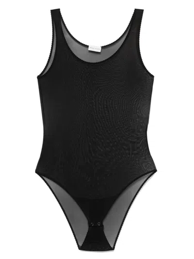 Magda Butrym Mesh Scalloped Bodysuit In Black