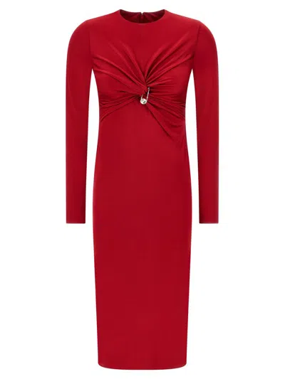 Versace Twisted Safety-pin Long-sleeve Jersey Midi Dress