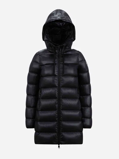 Moncler Suyen Hooded Long Down Jacket Black