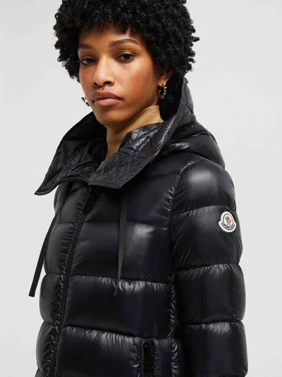 Moncler Suyen Hooded Long Down Jacket Black