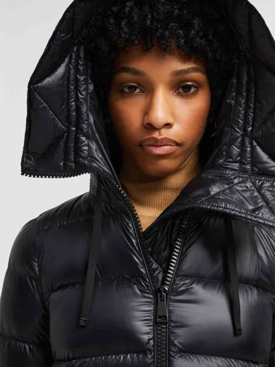 Moncler Suyen Hooded Long Down Jacket Black