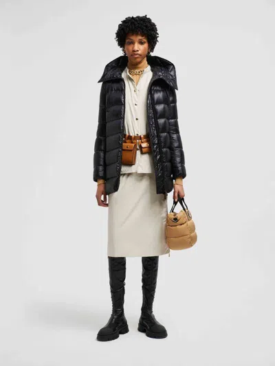 Moncler Suyen Hooded Long Down Jacket Black