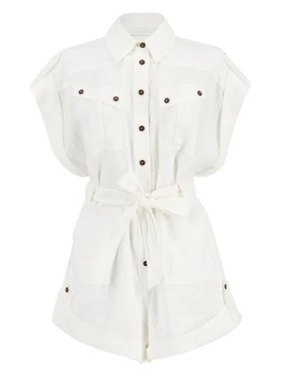 Zimmermann Rhiannon Cuffed Linen Playsuit