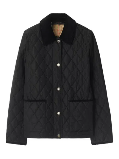 Burberry Check Lining Quilted Nylon Dorset Jacket In Black