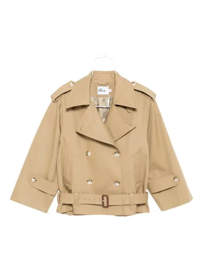 Self-portrait Self Portrait Women Beige Gabardine Trench Jacket In Neutral