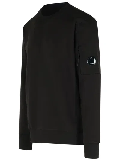 C.p. Company Cp Company Diagonal Raised Fleece Crew Neck Lens Sweatshirt In Black