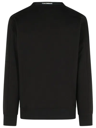 C.p. Company Cp Company Diagonal Raised Fleece Crew Neck Lens Sweatshirt In Black