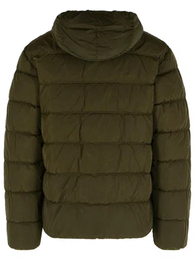 C.p. Company Quilted Green Polyamide Down Jacket With Integrated Sunglasses In Green