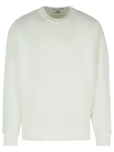 C.p. Company Lens-detail Crew-neck Sweatshirt In White