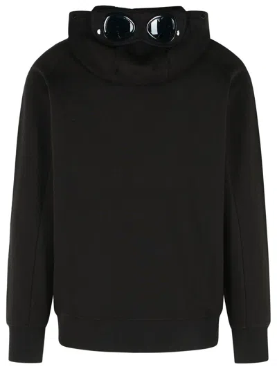C.p. Company Sweatshirts Hooded Open In Diagonal Raised Fleece Clothing In Black