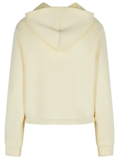 Moncler Cream Cotton Blend Hooded Sweatshirt With Zip