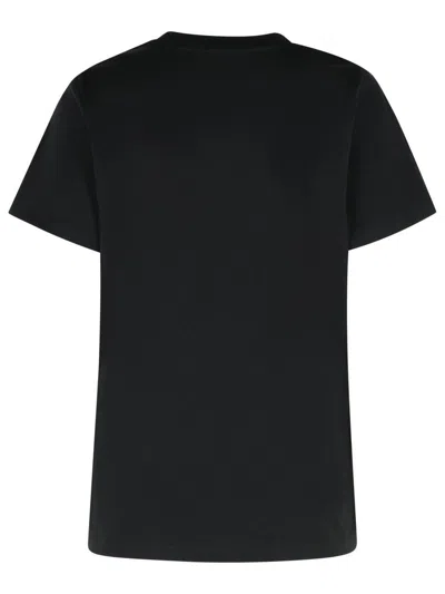 Moncler Black T-shirt With Embroidered Logo On The Front And Logo Patch On The Sleeve In Cotton Woma In Black