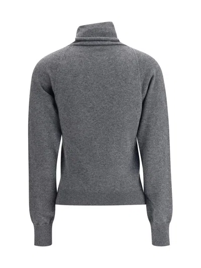 Tom Ford Wrap Collar Cashmere Blend Sweater In Gray
