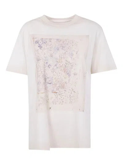 Golden Goose Crew Neck Floral Print Short Sleeves In White