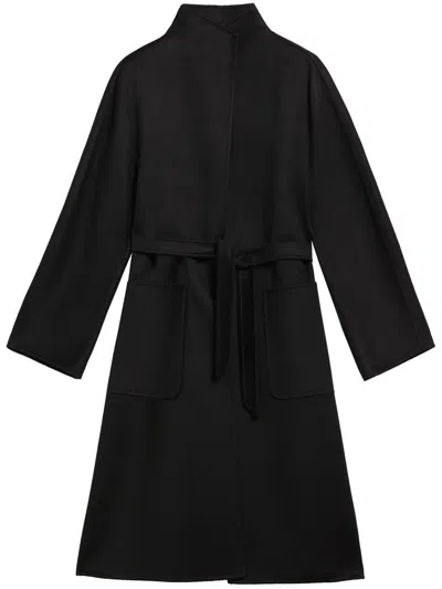 Max Mara Long-sleeved Cashmere Coat In Black