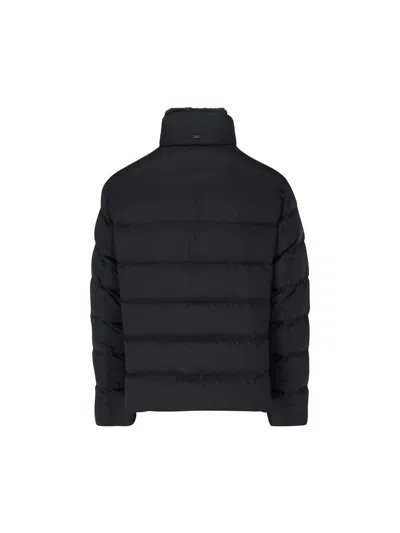 Herno Short Down Jacket With Detachable Fur Insert In Black