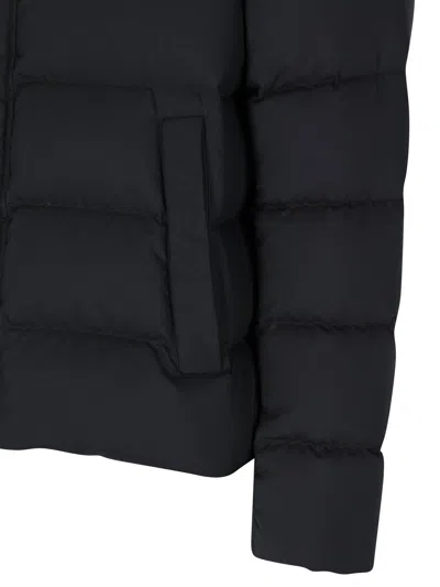 Herno Short Down Jacket With Detachable Fur Insert In Black