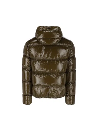 Herno Quilted Hooded Jacket Shiny Finish In Brown