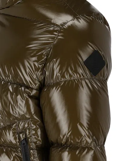 Herno Quilted Hooded Jacket Shiny Finish In Brown