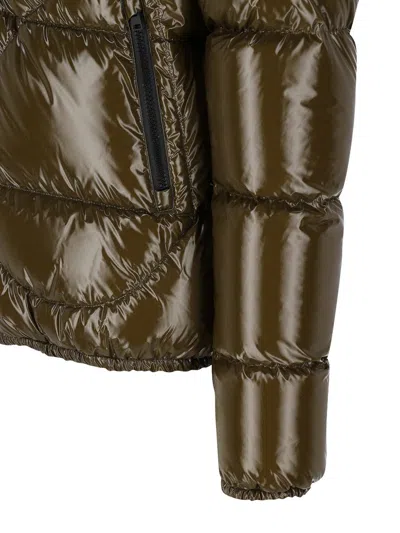 Herno Quilted Hooded Jacket Shiny Finish In Brown