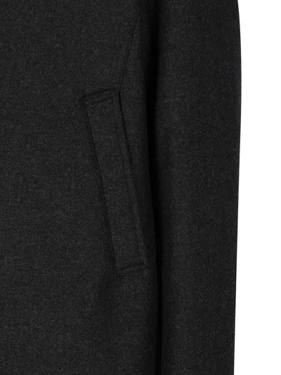 Herno Antracite Coat With Zip And Buttons Closure In Black