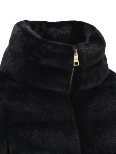 Herno Quilted Faux Fur Down Jacket In Black