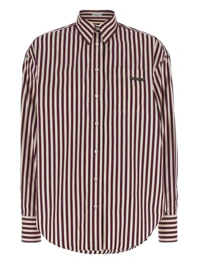 Brunello Cucinelli Bead-embellished Striped Cotton-sateen Shirt In Multi